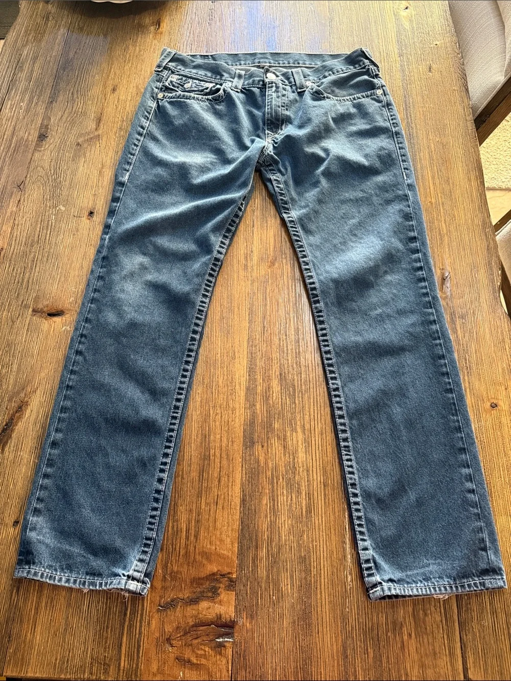 True Religion Skinny Indigo Blue Denim Jeans with Branded Button